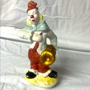 Vintage porcelain clown figurine hand painted